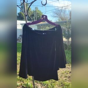 Ny Collection Off Shoulder Asymmetrical Velvet Blouse